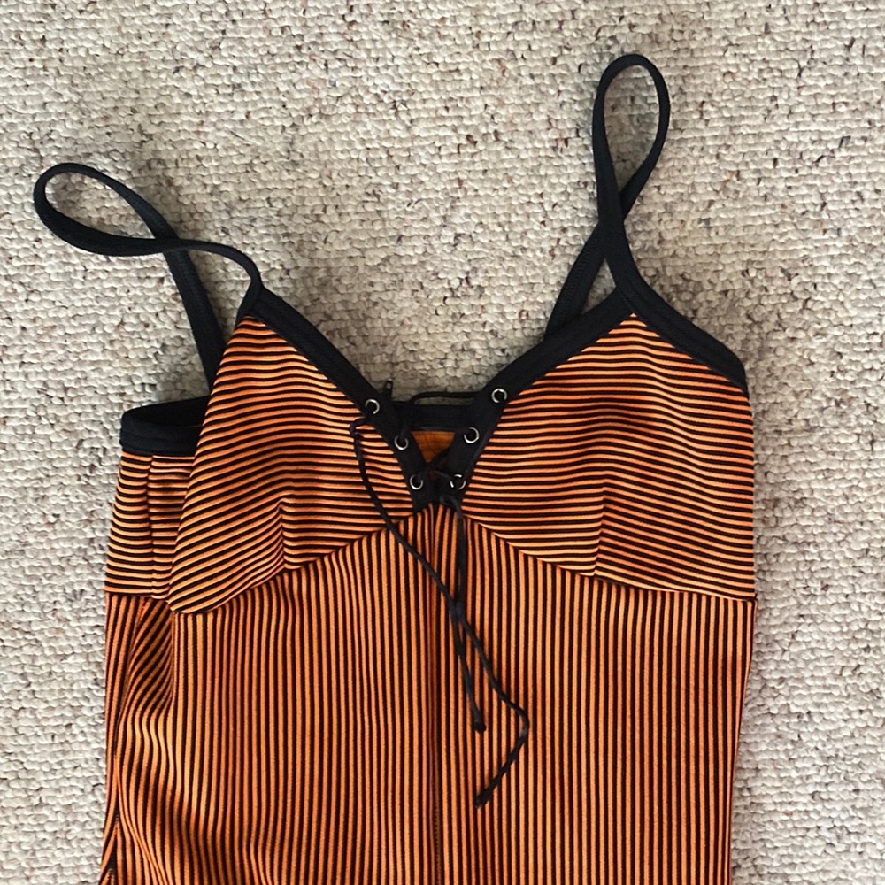 Orange striped jumpsuit